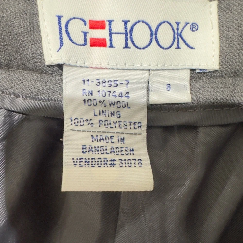 JG Hook Gray Wool Blend Pleated Wide Leg Dress Pants Size 8